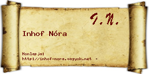 Inhof Nóra névjegykártya